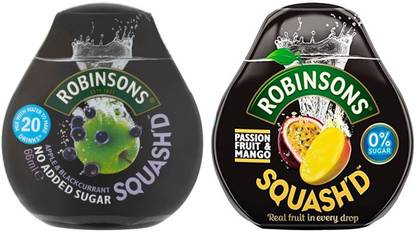 Robinsons Squash'd Apple & Blackcurrant, 66 ml and Robinson Squash'd Passion Fruit