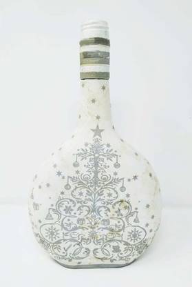 EXCEL IMPEX Handmade Decoupage Decorative Upcycled Wine Bottle with Vintage Golden Design for Home Decor, Gifting (14x5x25 cm, Neck Diameter: 3.5 cm) Decorative Bottle