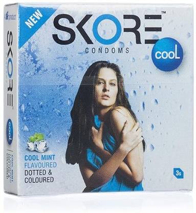 SKORE Cool Mint Flavoured Condoms, Set of 3 Condom