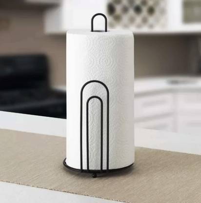 Pebble Crafts Iron Kitchen Paper Towel Holder One Handed Tear Container Bathroom Toilet Tissue Roll Storage Stand Black In India Iron Kitchen Paper Towel Holder, Toilet Tissue Paper Roll Storage Holder Stand