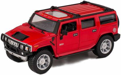 IndusBay 1:40 Scale Hummer Pull Back Car Toy Metal Diecast Body Mini SUV Vehicle 4.5 inches - Red