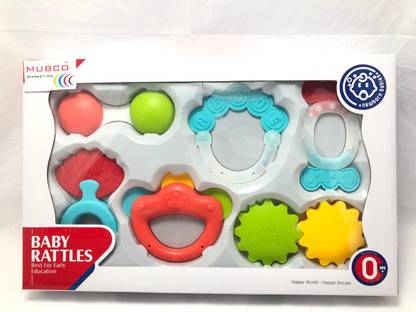 Mubco Huanger Baby Tether Rattle Toy Set of 6 for 0+ Months Rattle