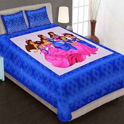 Divy Fusion Fashion 120 TC Cotton Double Printed Fitted & Flat Bedsheet