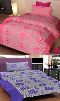 Hot Dealzz 120 TC Cotton Single Printed Flat Bedsheet