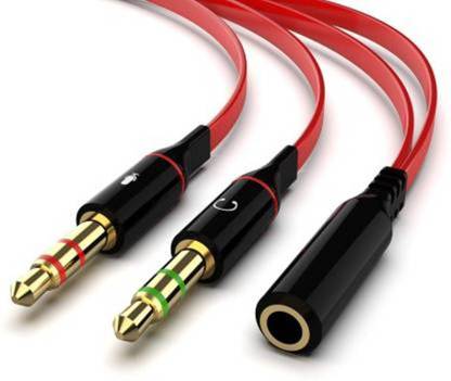 M MOD CON Red Mic Audio Y Splitter Cable for PC, Laptop Phone Converter
