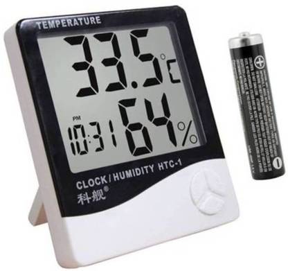 ट्रेंडीबी Clock-New HTC CLOCK Hygrometer Humidity Meter with Temp and Clock Display थर्मामीटर
