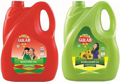 gulab oils Refined Sunflower 5L + 5L Mild Mustard Oil Jar