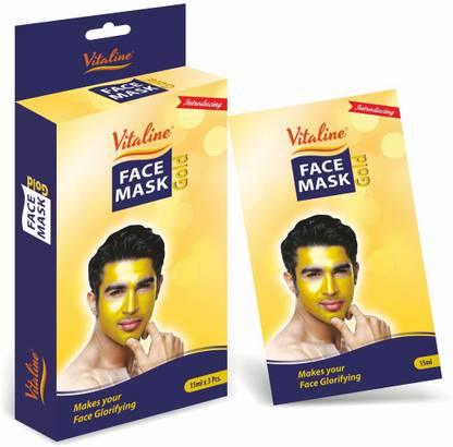 VITALINE Men's Gold Face Mask for Glowing Skin, 15gms Pack of 3 Pouch
