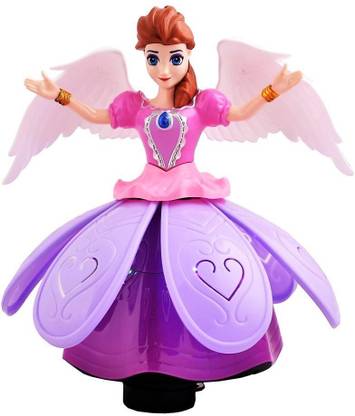 AARAV Princess Dancing Doll and Rotating Angel Girl Flashing Lights with Music