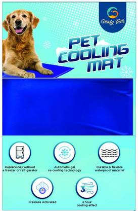 Goofy Tails High Comfort Pet Self Cooling Mat, Bed Cooler, Pressure Activated Cool Gel for All Weather, Non Toxic Small Soft Pad for Dogs & Cats Blue - (40 X 50 cms) Dog, Cat Pet Mat