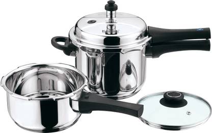 KENCOOK Combo Pack Pressure Cooker of 3.5 L, 2.5 L Outer Lid Induction Bottom Pressure Cooker