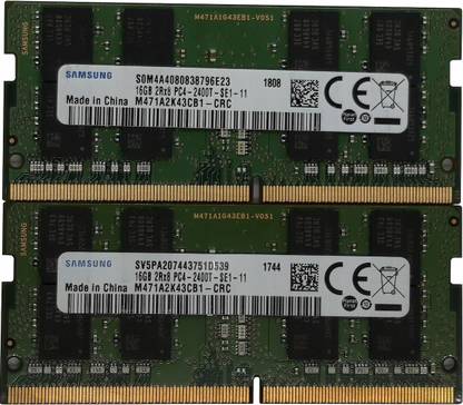 Samsung PC4-19200, 1.2V DDR4 16 GB (Dual Channel) Laptop (M471A2K43CB1-CRC, 2RX8, PC4-2400T-SE1-11, laptop RAM)