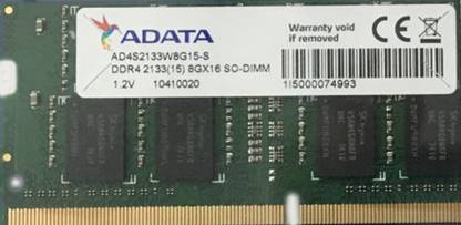 ADATA DDR4 2133Mhz LAPTOP RAM DDR4 8 GB (Dual Channel) Laptop (AD4S2133W8G15-S , PC4 2133Mhz, 8Gx16)