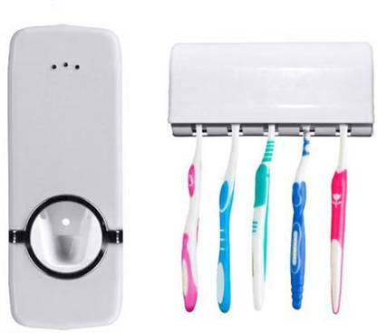 Amextrian Automatic Toothpaste Dispenser And Tooth Brush Holder Plastic Toothbrush Holder