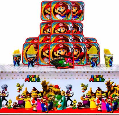 B There Super Mario rothers Party Pack Seats 16 Napkins, Plates, Cup