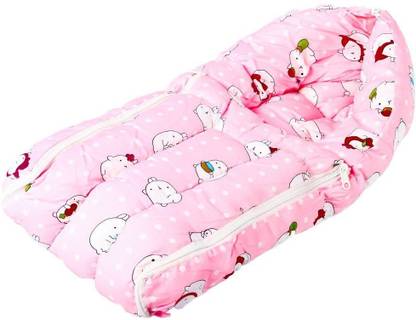 baybee Cotton Bed Cum Baby Sleeping Bag-BBCBB0011_Pnk cum Carry Bag Crib Bedding