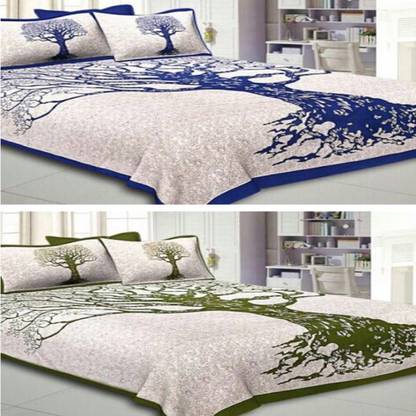 Skytex 175 TC Cotton Queen Printed Flat Bedsheet