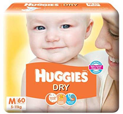 Huggies BABY DRY TAPE DIAPERS, SIZE MEDIUM, 60 PCs. PACK - M