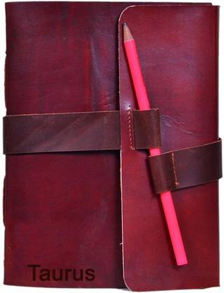 DI-KRAFT Leather Handmade Taurus Printed Pen Lock Diary A5 Diary Unruled 200 Pages