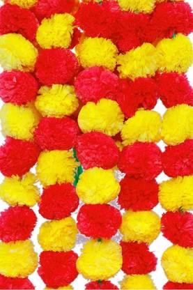 PRATAP GLOBAL RISING Artificial Marigold Flower Mala Garland Yellow Marigold Garland