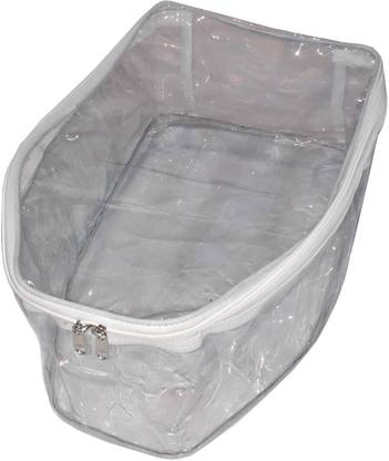 Addyz Garment cover Pvc Fully Transparent Plain Large Blouse Cover Salwar Kamiz Suit Bag White Piping