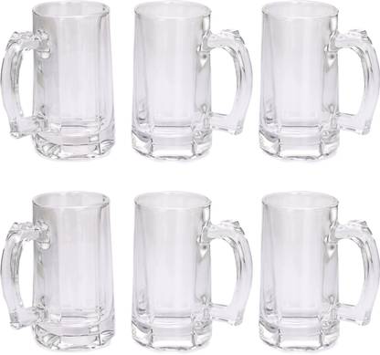 AFAST (Pack of 6) New Stylish Designer Bear/Juice Multipurpose Glass/Mug with Easy Grip Handle, Transparent, Clear, Set of 6-D7 Glass Set Beer Glass