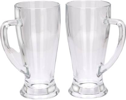 AFAST (Pack of 2) Set Of Two, Glass, Transparent, 665 Ml Br07 Glass Set Beer Mug