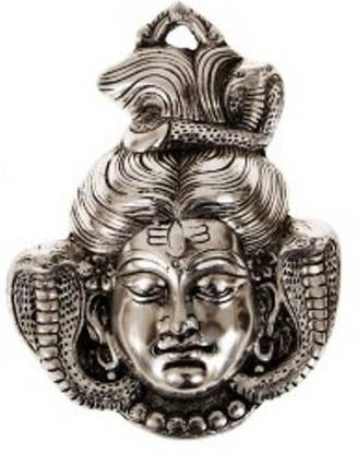 GTC GTC FENG SHUI LORD SHIV SANKAR METAL FACE/MASK STATUE-SILVER Decorative Showpiece  -  10 cm