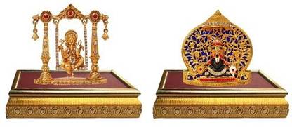9facts Set of 2 with wooden base God Ganesh Idol Statue & Lord Venkateswara Thirupathi Balaji/ Tirupati Idol God Statue Decorative Showpiece Decorative Showpiece  -  10 cm