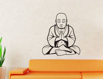 INDIA WALL STICKER 66 cm India Buddha Wall Decal praying meditation Sticker Removable Sticker