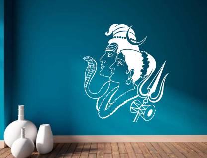 INDIA WALL STICKER 67 cm India Lord Shiva with Parvati Wall Deacal ...