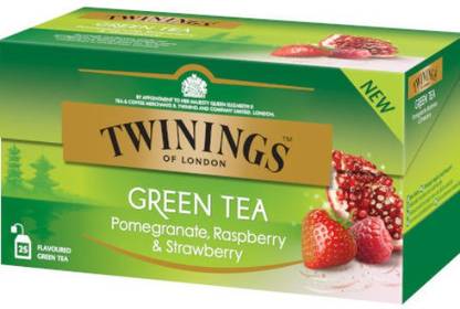 TWININGS pomegrante, raspberry, strawberry Pomegranate Green Tea Bags Box