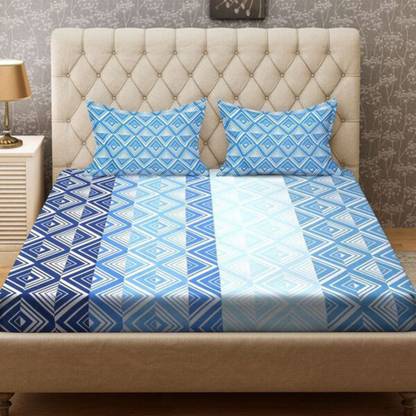 SIGNATURE 140 TC Microfiber Double Geometric Flat Bedsheet