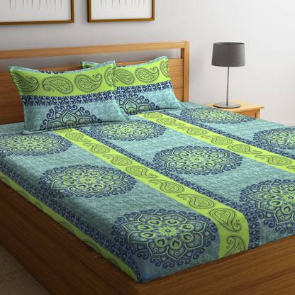 Flipkart SmartBuy 104 TC Cotton Double Jaipuri Prints Flat Bedsheet