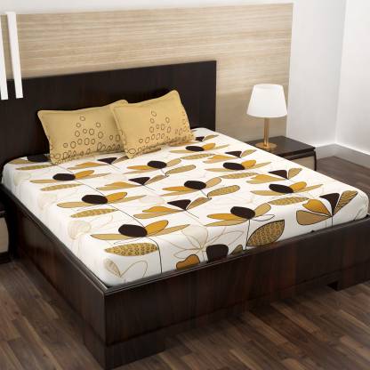 Story@home 152 TC Cotton King Floral Flat Bedsheet