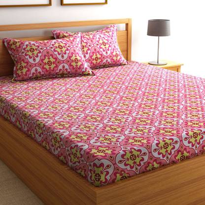 Flipkart SmartBuy 104 TC Cotton Double Jaipuri Prints Flat Bedsheet