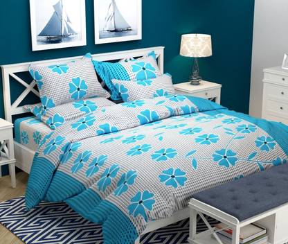 Nicy multimart Polycotton Double Flat 144 TC Floral Bedsheet