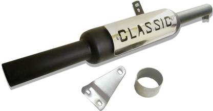 Supremechoice Short Bottle Indori Classic Glasswool Black Punjab Exhaust silencer Royal Enfield Classic Chrome Full Exhaust System