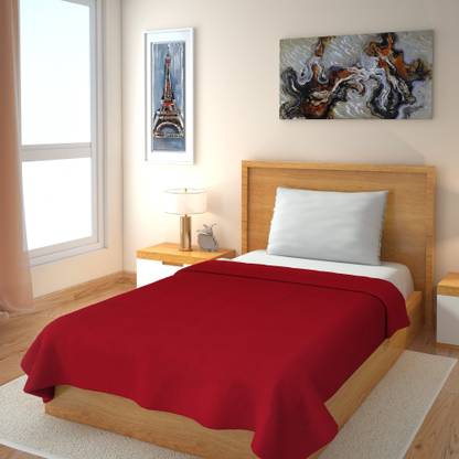 IWS Solid Single Fleece Blanket for  AC Room
