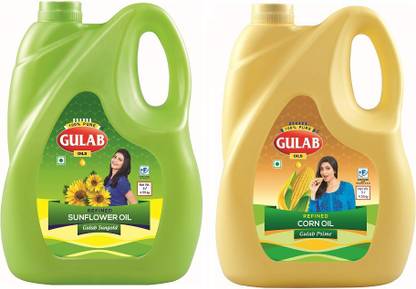 gulab oils 5L Corn + 5L Sunflower Sunflower Oil Jar