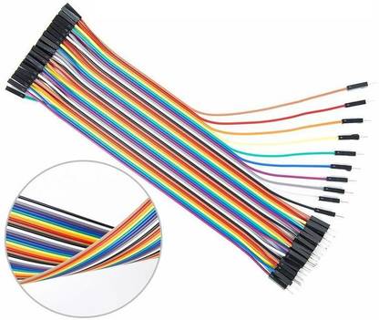 Tech-X Jumper Wire Connector Ribbon Cables Kit PCB Cable Male to Male 40 pc Interconnect Electronic Hobby Kit