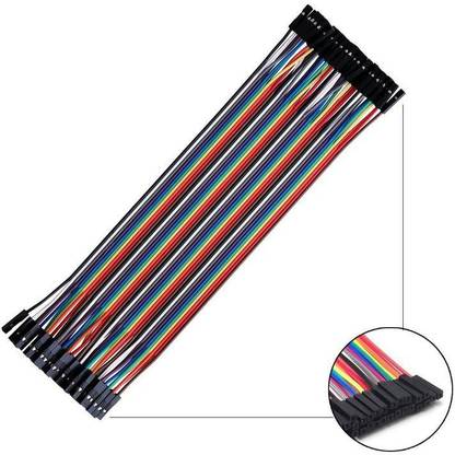 Tech-X Female to Female Jumper Wire (Pack of 40) Multicolor Interconnect Electronic Hobby Kit