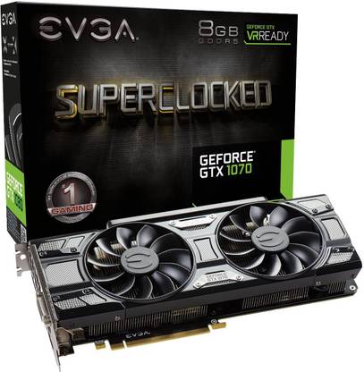 EVGA GTX 1070 FTW 8GB GDDR5 GDDR5 8 GB AMD/ATI Chipset 256 bit 1784 MHz Graphics Card