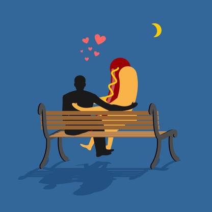Hot dog and man looking at moon |moon quotes Paper Print
