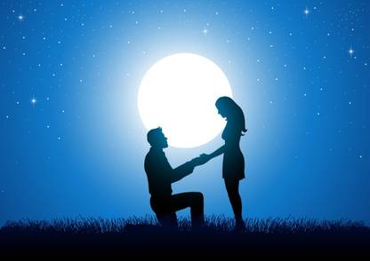 cute couple |moon quotes Paper Print