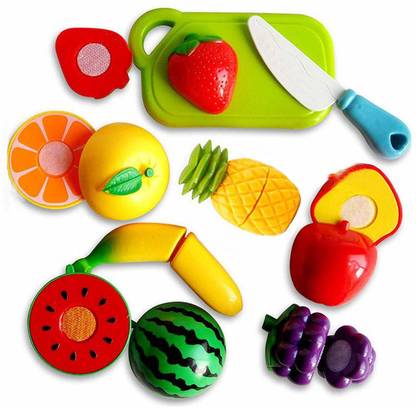 AS TRADERS Realistic Sliceable Fruits Velcro Cutting Play Toy Set For Kids