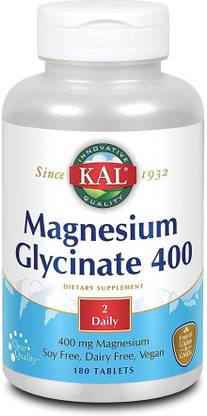 Kal Magnesium Glycinate 400 Mg 180 Vitamins Tablets
