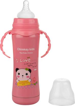 Chinmay Kids Cartoon Printed Baby Steel Feeding Bottle for Hot and Cold Milk - 240 ml
