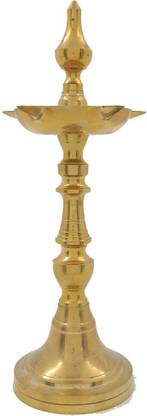 Kapasi Handicrafts Brass Divi Pooja Article L3.75" x W3.75" x H10" Brass Table Diya