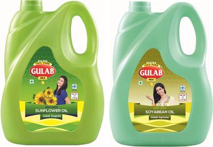 gulab oils 5L REFINED SOYA + 5L REFINED Sunflower Oil Jar